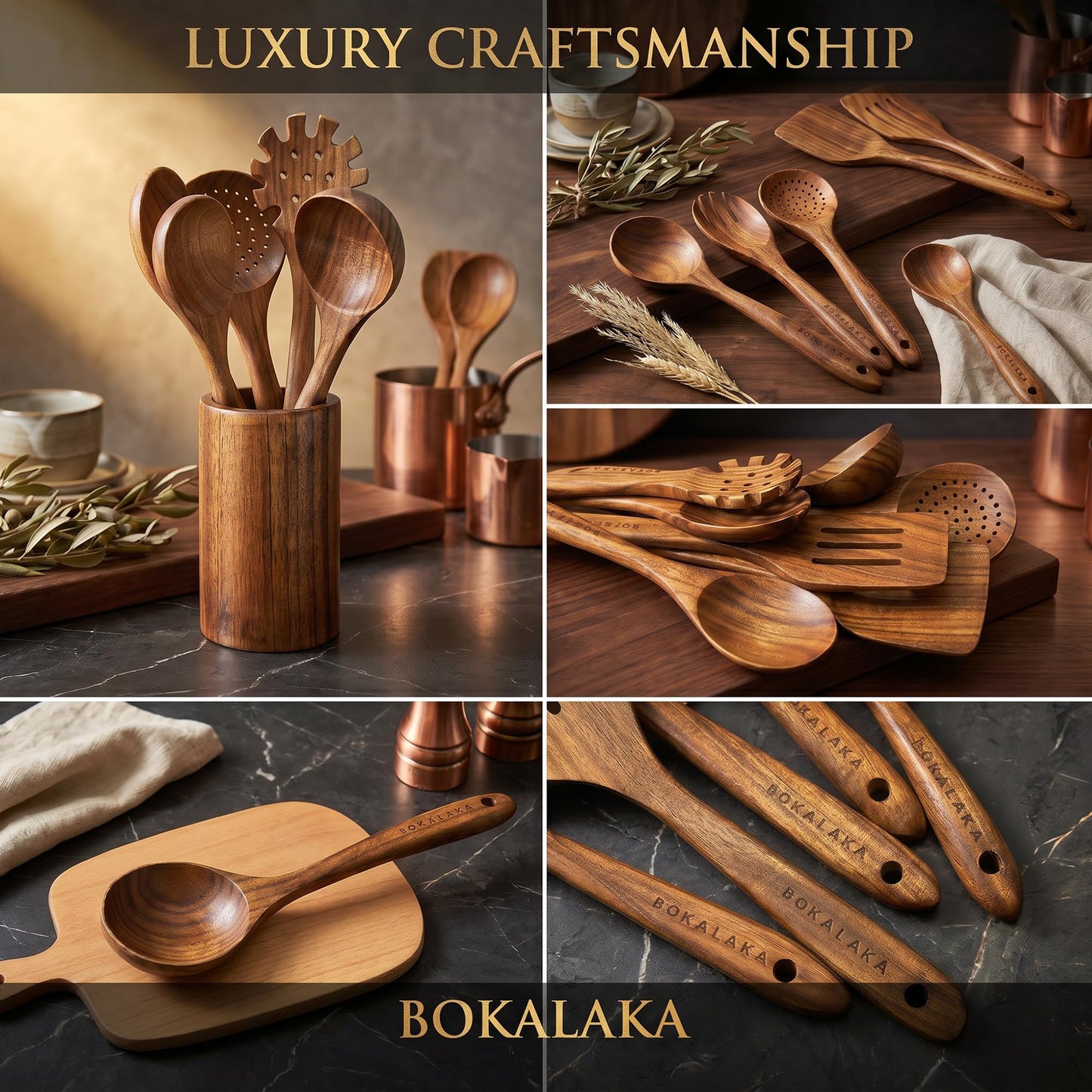 Wooden Spoons for Cooking,10 Pcs Natural Teak Wooden Kitchen Utensils Set Wooden Utensils for Cooking Wooden Cooking Utensils Wooden Spatulas for Cooking (10)