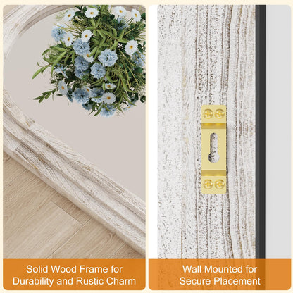 ZHUNFA External Three-Layer Arched Full Length Mirror with Solid Wood Frame,71x32 Modern Farmhouse Decor Standing Mirror Full Length,Wall Mounted,Leaning,Standing for Bedroom,Living Room,White.