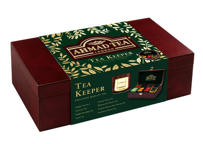 Ahmad Tea Keeper Wooden Box with 80-Count Assorted Tea Bags