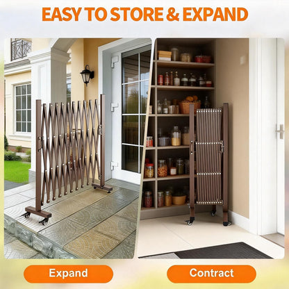 WICHEMI Expandable Driveway Gate, Retractable Gate Outdoor 10.8FT Portable Fence for Wide Openings Temporary Traffic Garage Barricade Safety Gate for Backyard