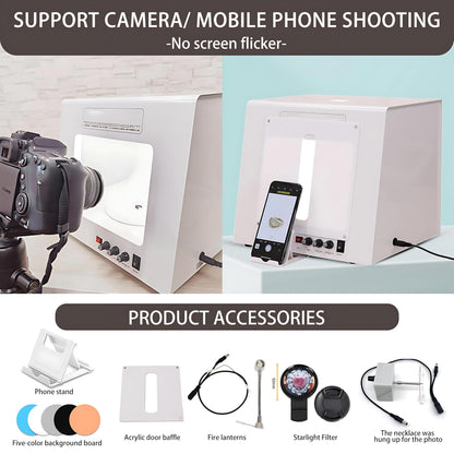 QIUNAOZI Jewelry Hanging Photography Kit, Jewelry Photo Light Box, with 360° Electric Rotating Feature, Turntable Diameter 11/15cm, Support Jewelry Hanging or Placing Black-TB20