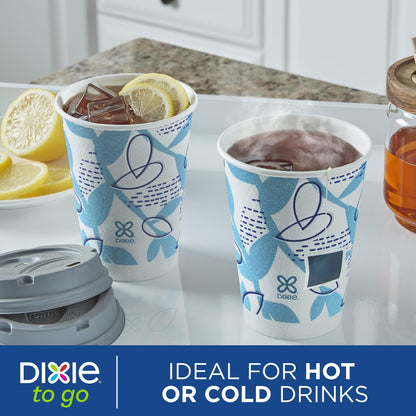 Dixie To Go Paper Coffee Cups With Lids, 12 oz, 156 Count (6 packs of 26 cups), Disposable Insulated Paper Cups for On-The-Go Hot or Cold Beverages