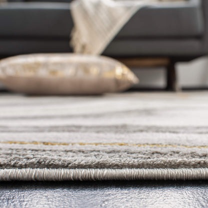 SAFAVIEH Craft Collection Area Rug - 10' Square, Grey & Gold, Modern Abstract Design, Non-Shedding & Easy Care, Ideal for High Traffic Areas in Living Room, Bedroom (CFT819F)