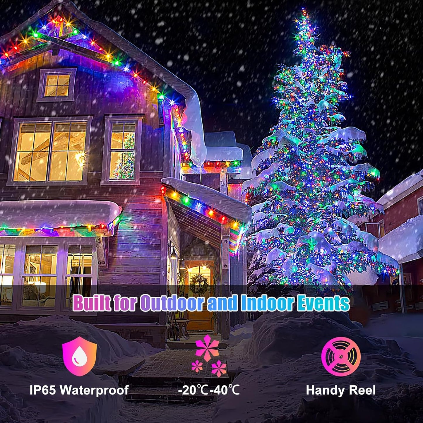 16FT/5M 50 IP65 RGB Smart IC String Lights Indoor [APP & Remote Control], LEDs Multicolor Fairy Lights, USB Powered