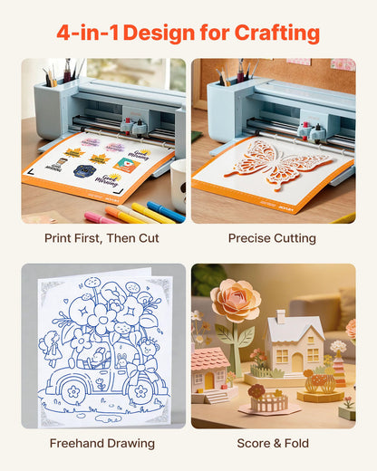 VEVOR Vinyl Cutting Machine, 12 in, Button and Screen Controlled Vinyl Cutter, 20000+ Built-in Design Resources, Compatible with Mac, Windows, Android and iOS, for Creating Customized Crafts Cards