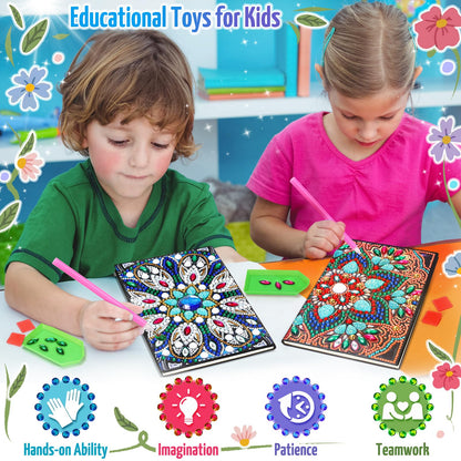 Micaracy Craft Kits for Kids Age 6-8-9-10, Presents for 5 7 11 12 Year Old Girls Notebook Diamond Art Painting Kit Arts and Crafts for Kids Toys for 5-10 Year Old Girl Gifts Diary (2 pcs)