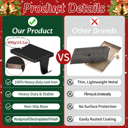 Palonu 4 Pcs Black Christmas Stocking Holders, Heavy Duty Mantle Hangers Cast Iron Hanging Hooks with Non-Slip Pad,Christmas Ornaments Xmas Holiday Decoration Shelf Window Fireplace Mantel Décor