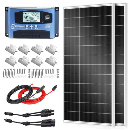 600 Watt Solar Panel Kit with High Efficiency Monocrystalline 300 Watt 2pcs Rv Solar Panels Kit and 30a MPPT Charge Controller for 12 Volt System Battery and Inverter (600w kit)