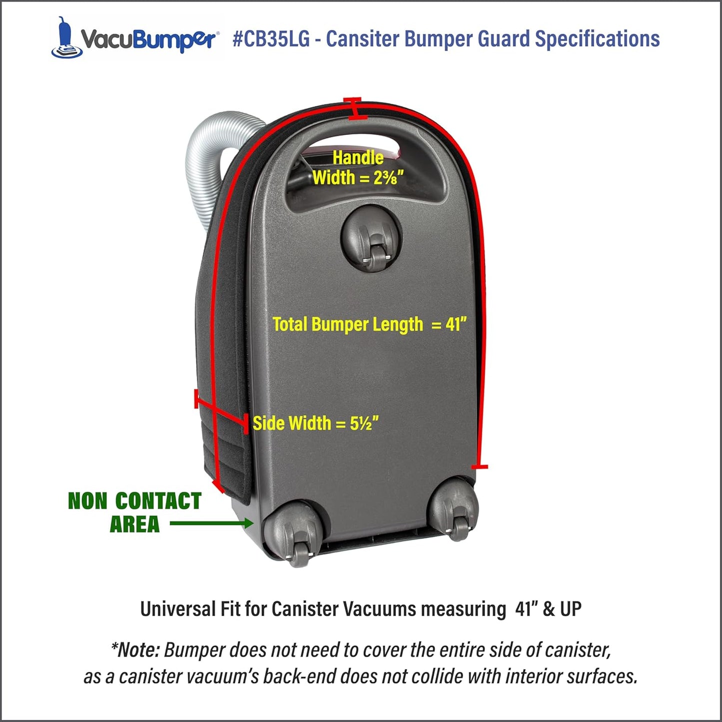 Bumper Guard for Canister Vacuums - Size Large fits Length 41" & Up (Item #CB35LG)