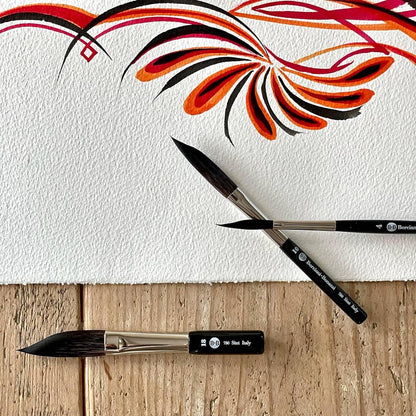 Borciani e Bonazzi Hidro Synthetic Sword Striper Liner Brushes for Fine Lines & Lettering - Sizes 18 - Extra Short Handle, Handcrafted in Italy, Cruelty-Free