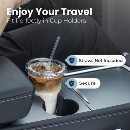 Fit Meal Prep 100 Pack 32 oz Clear Plastic Cups with Flat Lids, Disposable Iced Coffee Cups, BPA Free Premium Crystal Smoothie Cup for Party, Lemonade Stand, Cold Drinks, Juice, Milkshake