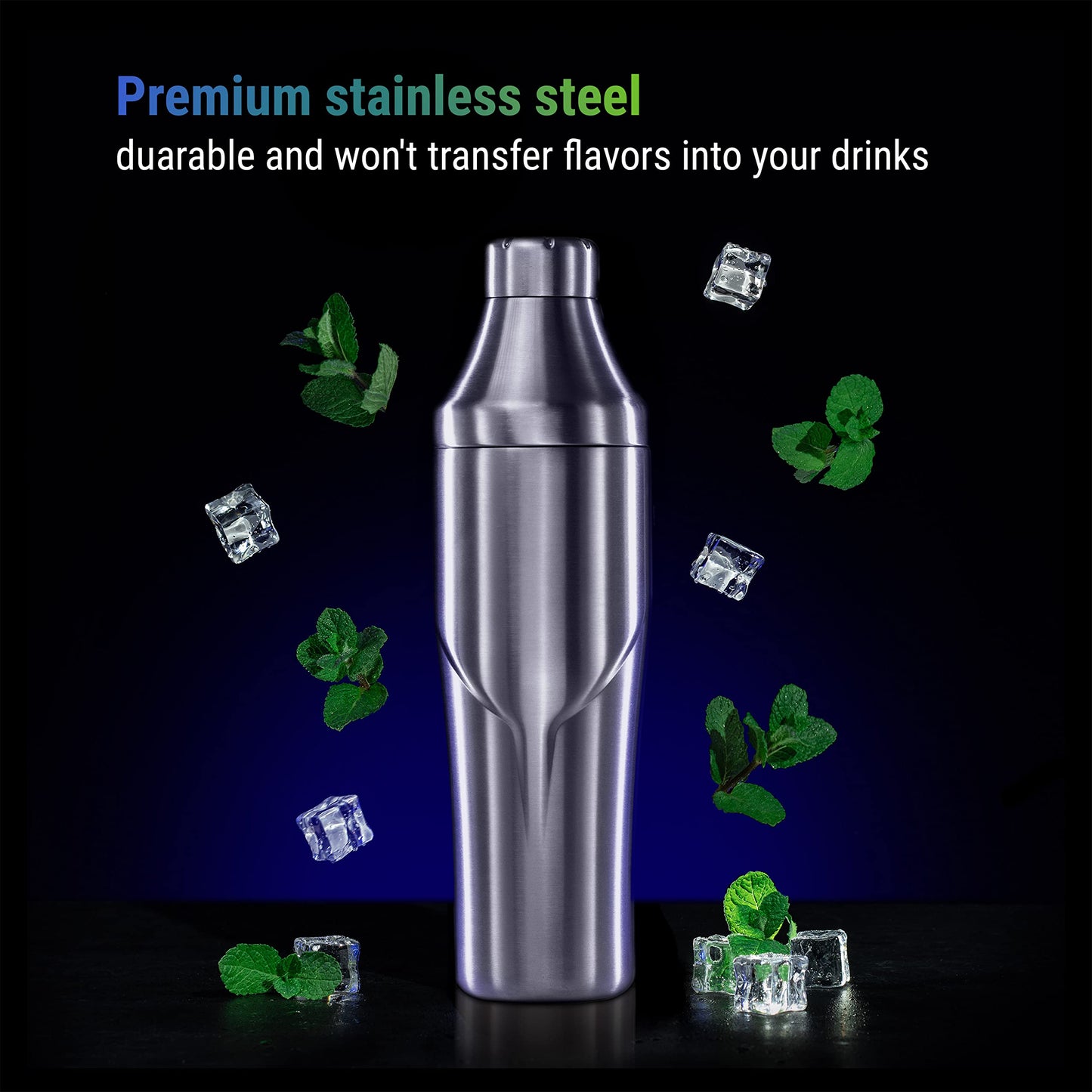 Lexenic 24oz Cocktail Shaker - Insulated Double Wall Keep Drink Chilled - No Stuck Twist Lid,Leakproof and Built-in Strainer - Perfect for Home Bar- Premium Stainless Steel Drink Shaker,Martini Shaker