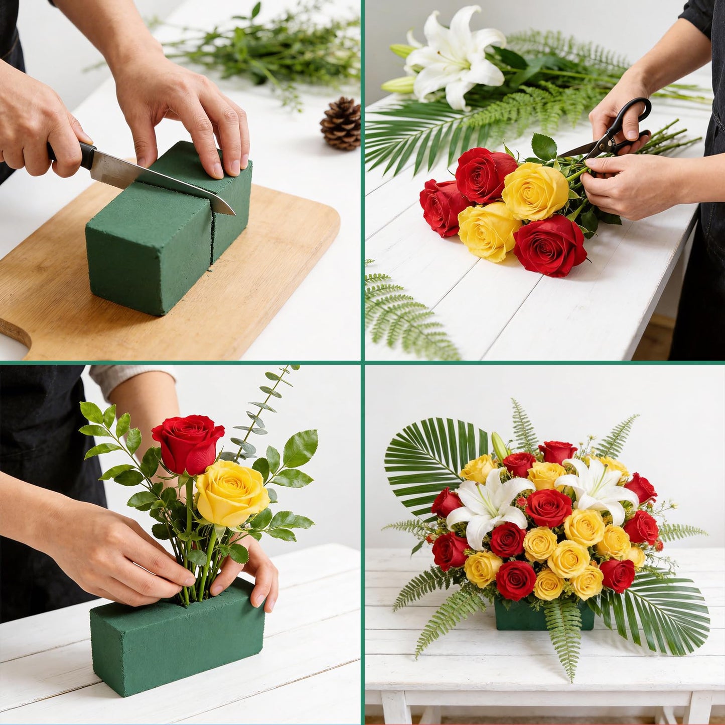 Joanolga 12 Packs Floral Foam Blocks, (7.8” L x 3.5” W x 2.4” H), Dry and Wet Green Flower Foam Block for Fresh & Artificial Flowers, Arrangements, Wedding, Birthdays, Garden Decorations