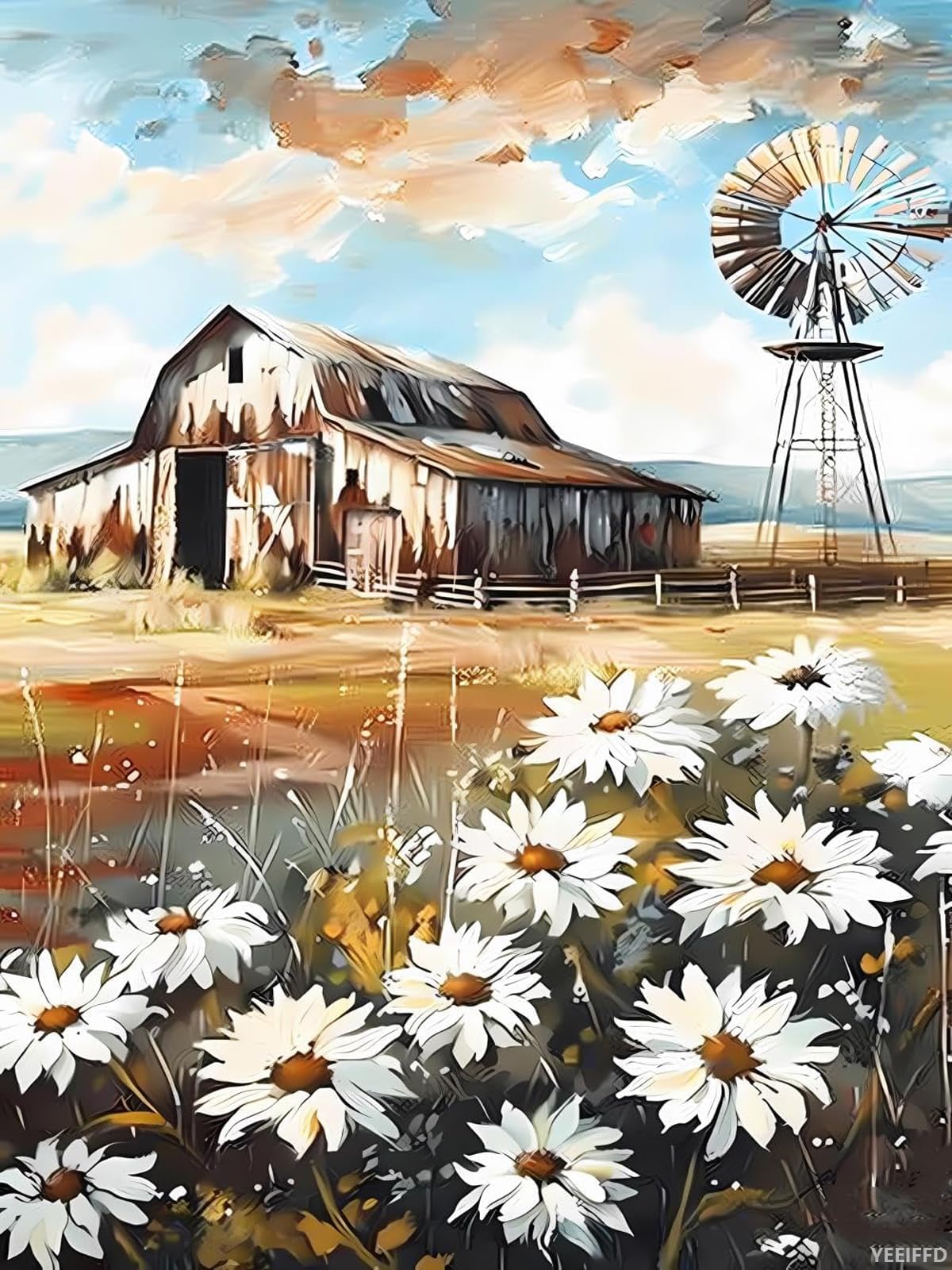 YEEIFFD DIY The Rustic Barn with Weathered Wood Diamond Painting Kits 5D Round Diamond Painting for Adult Barn Diamond Art Kit for Wall Decor Living Room Decor 12x16inch