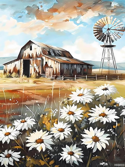 YEEIFFD DIY The Rustic Barn with Weathered Wood Diamond Painting Kits 5D Round Diamond Painting for Adult Barn Diamond Art Kit for Wall Decor Living Room Decor 12x16inch