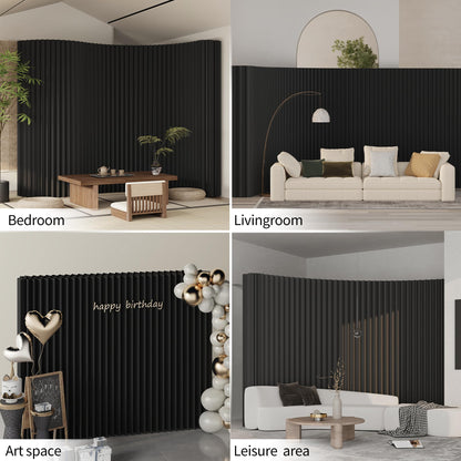 Paper Room Divider – Folding Privacy Screen & Portable Partition, Indoor Freestanding Wall for Home, Office, Clothing Store & Business Use(Black)