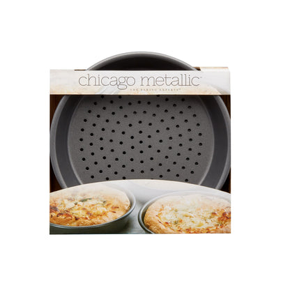 Chicago Metallic Deep Dish Pizza Pan Set of 4, 7 Inch Personal Size, Heavy-Duty Carbon Steel with Perforated Bottom for Crispy Crust, Perfect for Family Pizza Night
