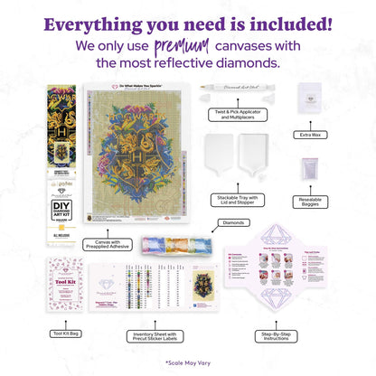DIAMOND ART CLUB Hogwarts Crest - Fine Oddities Diamond Painting Kit, Fun DIY Crafts for Adults, Square Diamond Art Canvas, 17" x 24" (43 cm x 61 cm)