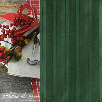 Newbridge Satin Stripe No-Iron Tablecloth, Soil Resistant Fabric with Set of 4 Napkins, Hunter Green