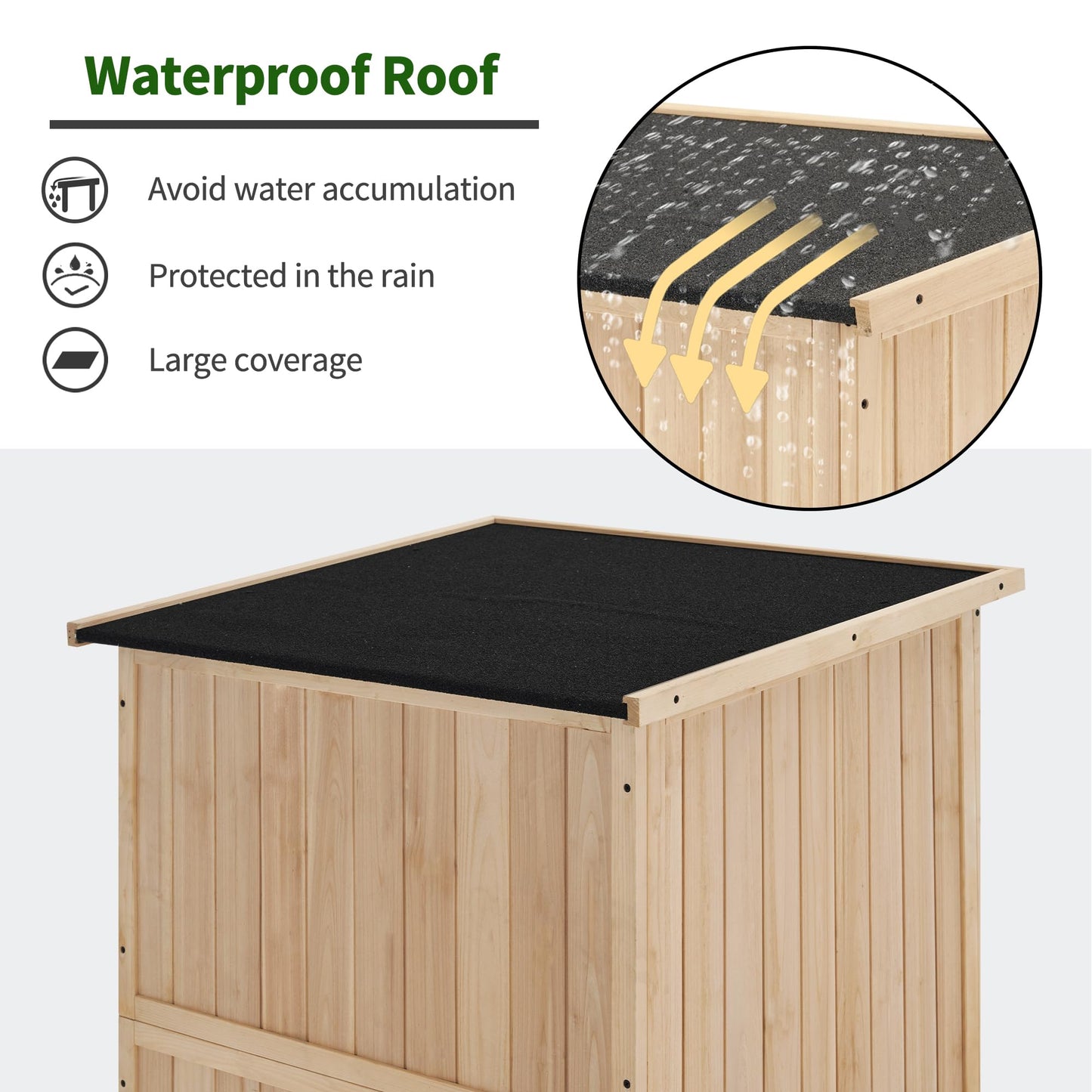 MCombo 30" Deep Wood Sheds & Outdoor Storage, Outside Garden Tool Cabinet Shed with Removable Shelf, Outdoor Storage Cabinet Shed Waterproof for Patio 0786 (Natural)