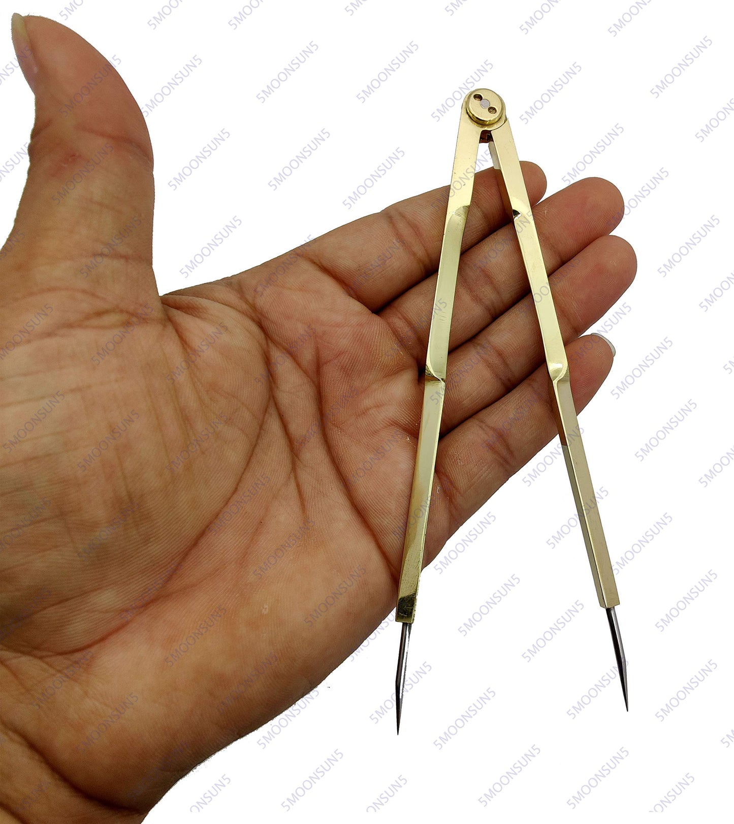 Vintage Navigation Straight Pattern Artist Divider Solid Brass Drawing Tool Professional 6” Long Solid Brass with Heavy Duty Steel Point with Leather Case with Stainless tip