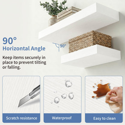 Mifurn Floating Shelves for Wall 12 inch White Shelves Bathroom, Bedroom and Living Room, Wall Shelves & Book Shelf, Hanging Shelf, Modern Wooden Wall-Mounted Floating Shelf, Set of 2