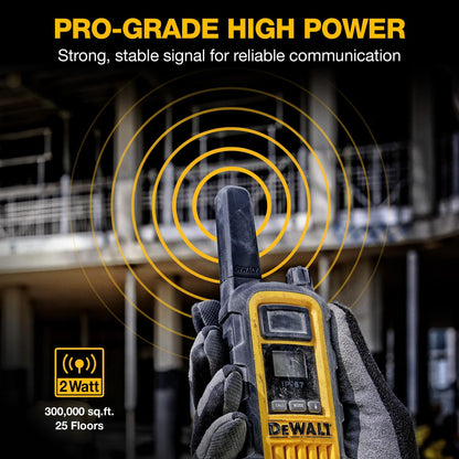 DEWALT DXFRS800 FRS Walkie Talkies, Long Range 2 Way Radio, 2W, IP67 Waterproof, 6 Pack with Gang Charger, DXFRS800-BCH6