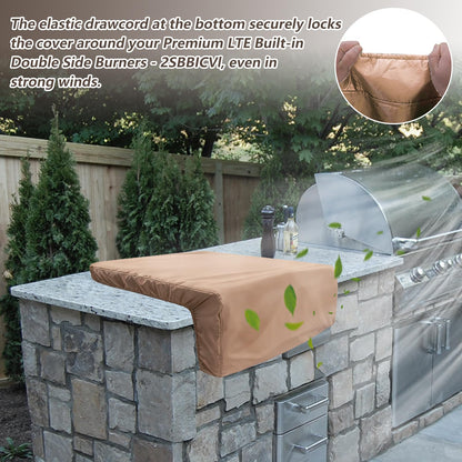 DearHoHo Cover for Blaze Premium LTE Built-in Double Side Burners - 2SBBICV,Heavy Duty 600D Waterproof Outdoor Grill Burner Cover with Plush Lining,Suitable 24''L x 13''W x 11''H,Khaki