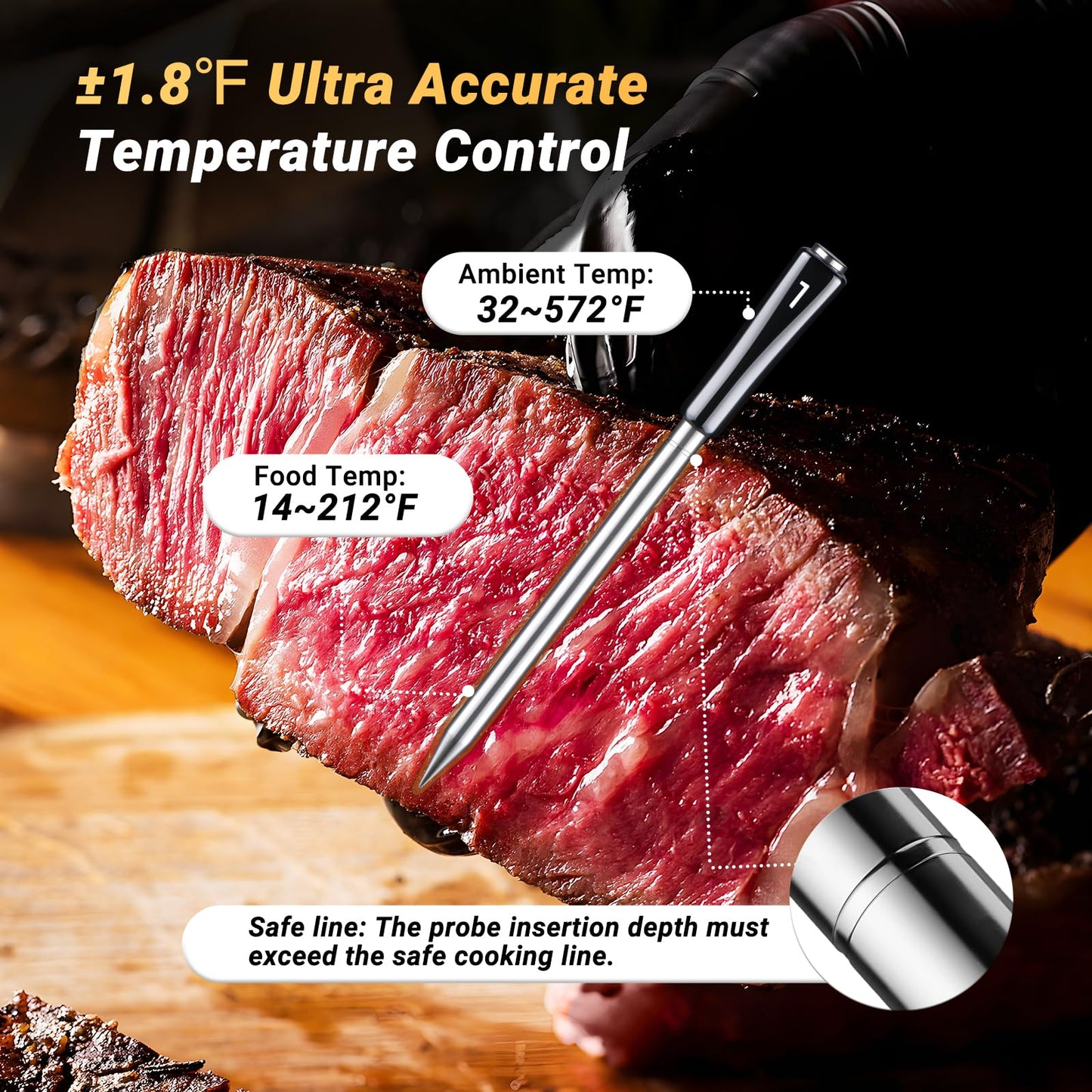 Wireless Meat Thermometer with 4 Probes, INKBIRD WiFi Meat Thermometer Digital Wireless for Rotisserie Grill Oven,Unlimited Range Dishwasher Waterproof Bluetooth Thermometer for iOS & Android
