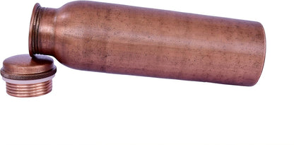 De Kulture Handmade Vintage Pure Copper Water Bottle with Cap - Ideal Drinkware with Ayurveda Benefits, 2.75x10 Inches