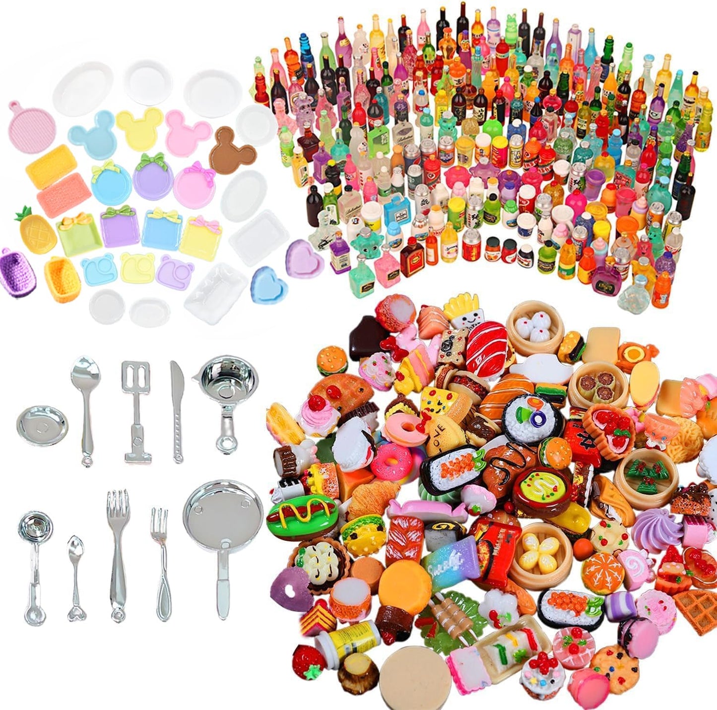 150pcs Miniature Stuff Mini Food Toys Dollhouse Accessories Doll House Kitchen Furniture Tiny Micro Cooking Miniatures Hamburger Cake Dessert Donut