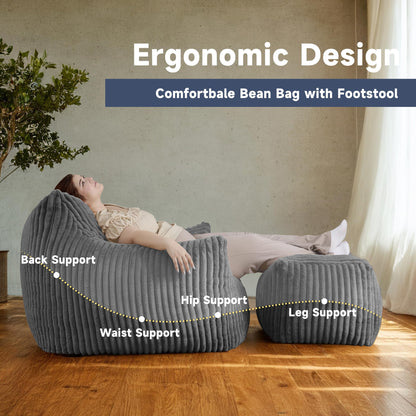Oversized Bean Bag Chair for Living Room Furniture Bean Bag Chairs for Adults- Small Couch & Lounge Accent Chair for Living Room Chairs or Bedroom
