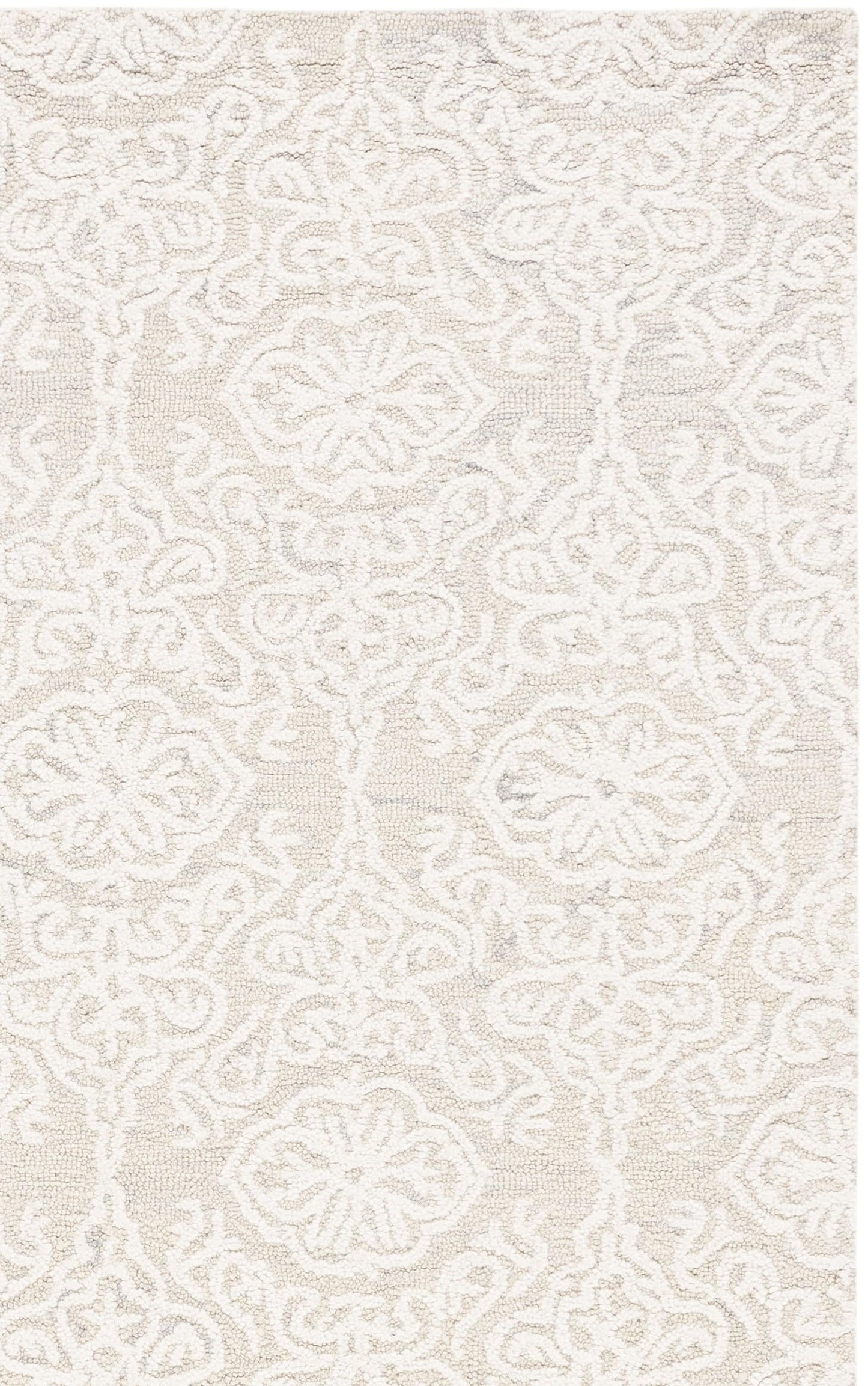 SAFAVIEH Area Rug 8x10 - Blossom Collection - Large - Silver & Ivory, Handmade Wool, Ideal for Living Room, Bedroom, Office, Dining Space (BLM112G)