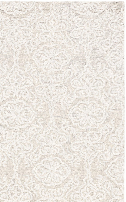 SAFAVIEH Area Rug 8x10 - Blossom Collection - Large - Silver & Ivory, Handmade Wool, Ideal for Living Room, Bedroom, Office, Dining Space (BLM112G)