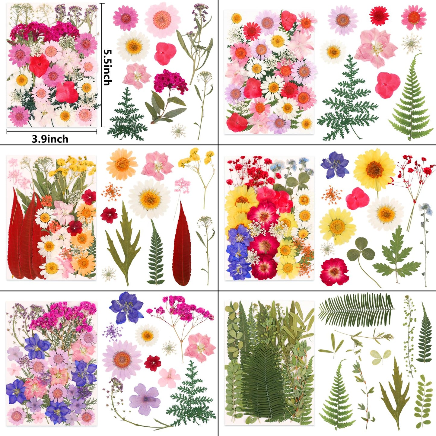 NESCCI 420 Pcs Dried Pressed Flowers for Resin,Real Nature Dried Flowers for Crafts Bulk Dry Flowers Leaves Kit Used for Resin Molds Scrapbooking DIY Art Crafts Candle Soap Making Nails Décor