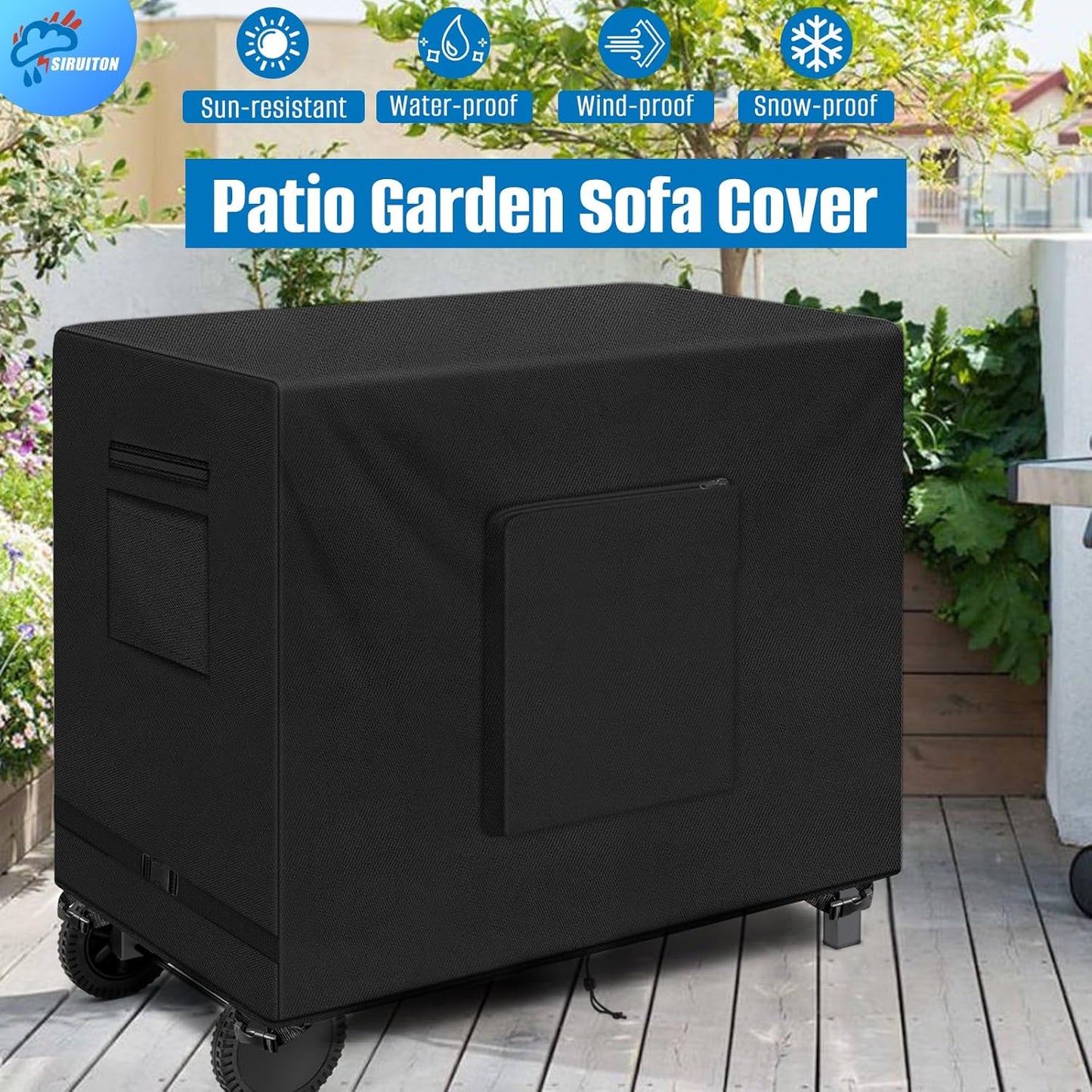 40 Inch 600D SIRUITON Outdoor Bar Cart Cover for BBQ Food Prep Table, Heavy Duty Oxford Fabric Outdoor Dining