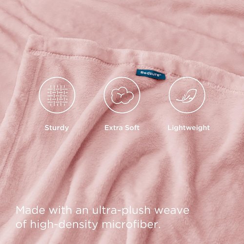 Bedsure GentleSoft Fleece Blanket - Cozy Lightweight Plush Full Size Pink Microfiber, 84x90 Inches