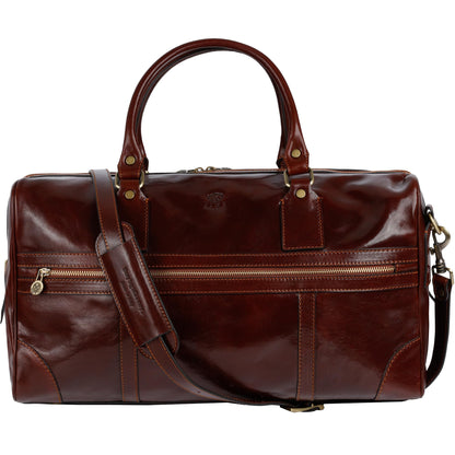 Time Resistance Leather Travel Bag - Duffel Weekender Bag (Brown)