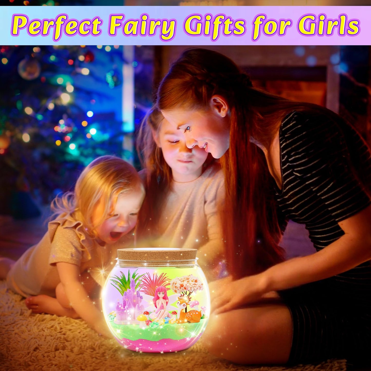 Hannstar Fairy Garden Kits for Kids - Light Up Terrarium kit Birthday Gift for Girls Ages 4 5 6 7 8 10 12 Years Old - Creative Garden Toys for Girls - DIY Arts and Crafts Kit for Kids