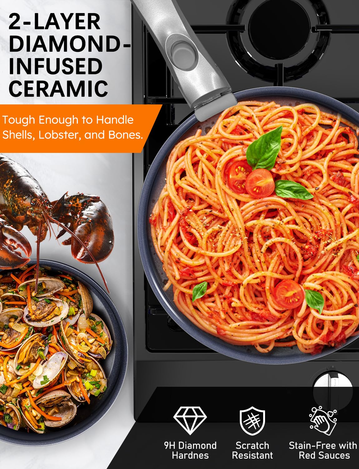 Pro DUXANO Ceramic Pots and Pans Set & 2026 Upgraded Hybrid 3-Ply Stainless Steel Frypan, 2X Non Stick, High Heat Sear, PFAS PTFE PFOA Free Non Toxic Induction Cookware,Removable Handle,Oven Safe,12PC