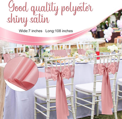 XunYee Satin Chair Sashes - 80 Pack Rose Gold Bow Ties for Weddings, Events & Parties