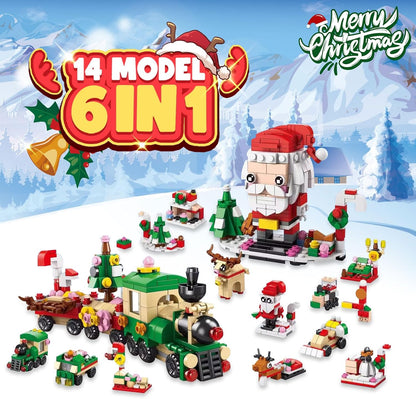 2025 6 1 12 Countdown Christmas Advent Calendar, IN Santa Claus Train Building Blocks, Days Calendar Toy for Kids