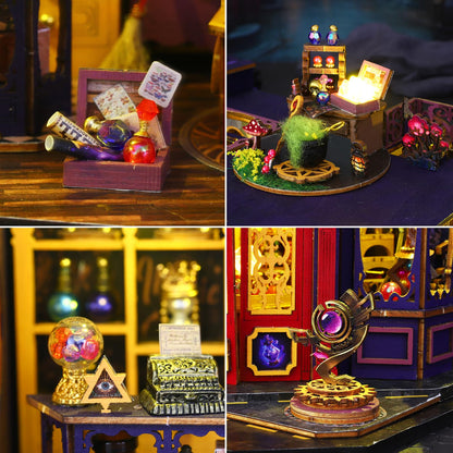 Plustopoy DIY Miniature House Kit: 3D Wooden Puzzle Miniature Kit with LED Light, Magic Station Tiny Model Mini House Building Kit for Adults Teens, Creative Gift Book Nook DIY Adults Craft Kits