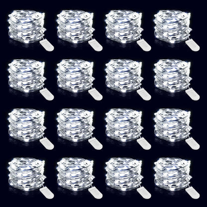 16 Pack 6.5ft IP67 Onforu White Fairy Lights Battery Operated String Lights, Waterproof Twinkle Lights LED Lights