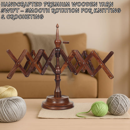 Bhartiya Handicrafts Wooden Yarn Swift Table Top Knitting & Crochet Accessories | Umbrella Holder - Hand Operated Knitting Winding Tools Wool Winder (Yarn Swift)
