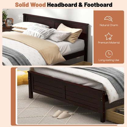 GOFLAME Full Size Bed Frame with 2 Drawers, Platform Bed with Solid Wood Headboard & Footboard, Wood Slats Support Mattress Foundation, Under Bed Storage, No Box Spring Needed, Easy Assembly, Espresso