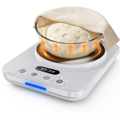 Sourdough Starter Warmer Mat with 1°F Precision (65–110°F), 24H Timer & Memory, Heating Pad for Bread Proofing & Fermentation, Fits 24–40oz Jars for Home Baking（White）