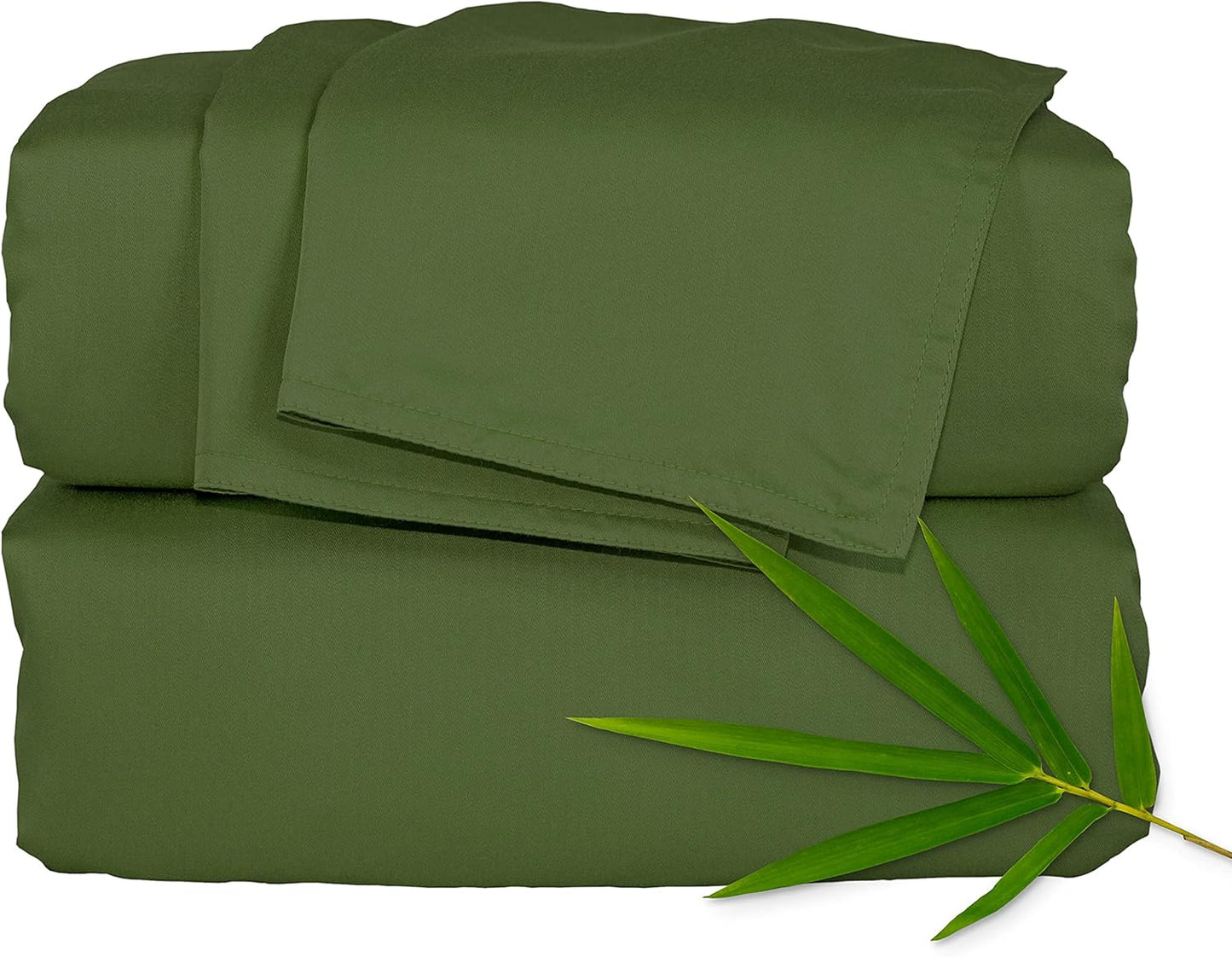 Pure Bamboo King Sheets - Luxuriously Soft & Cooling 100% Organic Viscose Bed Sheet Set | King Size, Pesto Color