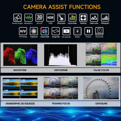 Camera Monitor, 2000nits Ultra-Bright 5.5 Inch Touch Control Screen with HDMI 2.0 3G-SDI Input Output LANC 3D-LUT Waveform Histogram, HT5S