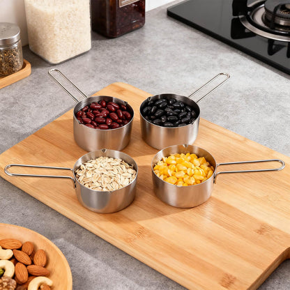 YOUEON 6 Pcs 1/2 Cup (125ml) Stainless Steel Measuring Scoops, Metal Measuring Cups with Handle for Dog Food, Coffee, Baking, Cooking, Dishwasher Safe
